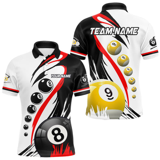 Maxcorners Personalized Billiard 8 Ball & 9 Ball Pool Shirts For Men Custom Billiard League Team Jersey |Red LM2306