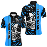 Maxcorners Personalized Blue 8 Ball Skull Billiard Shirt For Men Custom Pool Team Jersey, Billiard Outfit MT2407