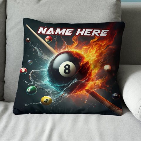 Maxcorners 8 Ball Pool In Water And Fire Throw Pillow
