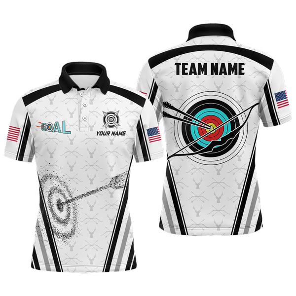 Maxcorners Personalized Name Archery Polo Shirts For Men Custom Archery 3D Target Shirts, Archery Jerseys