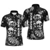 Maxcorners Black Grey Grunge Argyle Skull Dart Shirts Custom Men's Dart Jerseys Team Polo & Quarter Zip