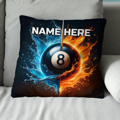 Maxcorners 8 Ball Pool Water And Fire Pillow Custom Unique Billiard Pillow Gifts