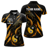Maxcorners Custom Yellow Black Yin Yang 8 Ball & 9 Ball Dragon Billiard Shirts For Men |Pool Team Jerseys