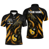 Maxcorners Custom Yellow Black Yin Yang 8 Ball & 9 Ball Dragon Billiard Shirts For Men |Pool Team Jerseys