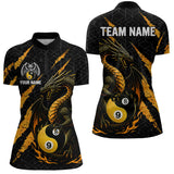 Maxcorners Custom Yellow Black Yin Yang 8 Ball & 9 Ball Dragon Billiard Shirts For Men |Pool Team Jerseys