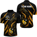 Maxcorners Custom Yellow Black Yin Yang 8 Ball & 9 Ball Dragon Billiard Shirts For Men |Pool Team Jerseys