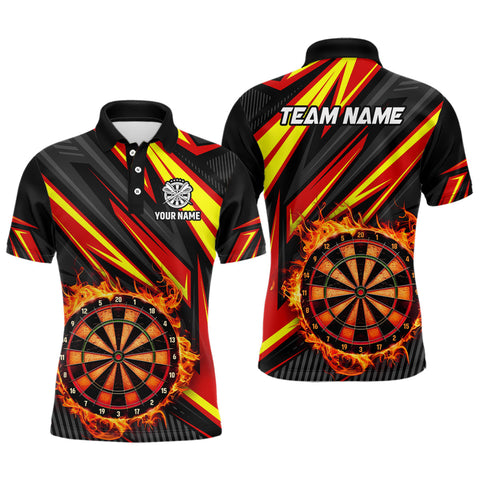 MaxCorners Dart Fire Flame Sport Jersey Customized Name, Team Name 3D Polo Shirt For Men