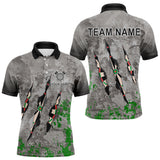 Maxcorners Personalized Green Grey Grunge Dart Shirts For Men Custom Dart Team Jersey  LM0803