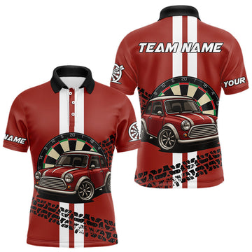 Maxcorners Personalized Red Funny Car Dart Shirts For Men Custom Darts Team Jerseys Polo & Quarter Zip LM1506