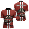 Maxcorners Personalized Red Funny Car Dart Shirts For Men Custom Darts Team Jerseys Polo & Quarter Zip LM1506