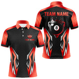 Maxxcorners Black And Red 8 Ball Pool Crown Billiard Shirt For Men Custom Billiard Jersey Team Polo & 1/4 Zip MT0307