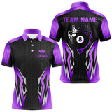 Maxxcorners Black Purple 8 Ball Pool Crown Billiard Shirt For Men Custom Billiard Jersey Team Polo & 1/4 Zip MT0307