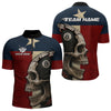 Maxcorners Personalized Grunge Texas Flag Skull Billiard Shirt For Men, 8 Ball Patriotic Pool Team Jerseys  LM1506