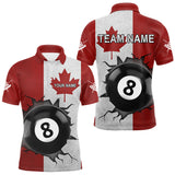 Maxcorners Personalized Grunge Canada Flag Billiard Shirt For Men Custom Funny 8 Ball Pool Team Jersey LM2509