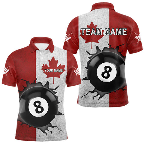 Maxcorners Personalized Grunge Canada Flag Billiard Shirt For Men Custom Funny 8 Ball Pool Team Jersey LM2509
