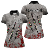 Maxcorners Personalized Red Grey Grunge Dart Shirts For Men Custom Dart Team Jersey MT1706