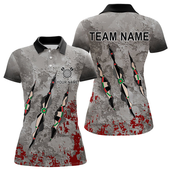 Maxcorners Personalized Red Grey Grunge Dart Shirts For Men Custom Dart Team Jersey MT1706