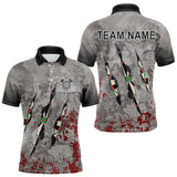 Maxcorners Personalized Red Grey Grunge Dart Shirts For Men Custom Dart Team Jersey MT1706