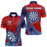 Maxcorners Red And Blue Stars Darts Shirt For Men Custom Dartboard Jerseys Team Polo & 1/4 Zip, Darts Outfit MT1007