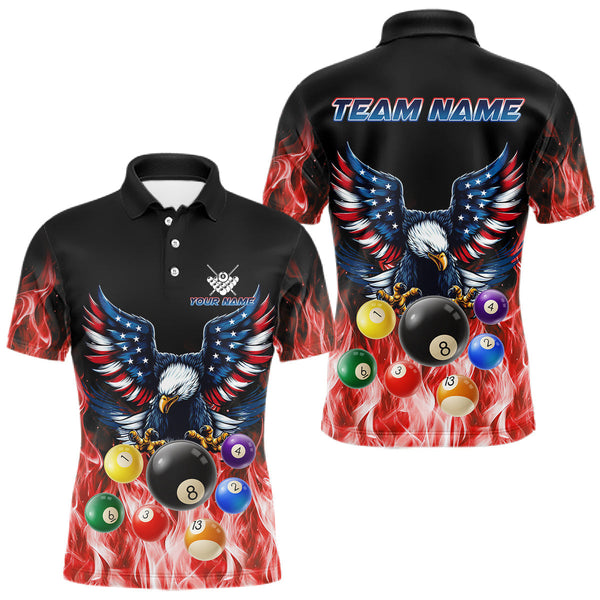 Maxcorners Personalized American Flag Eagle Billiard Ball Pool Shirt For Men Custom Billiard Team Jersey LM1809