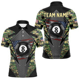Maxcorners Military Green Camo 8 Ball Pool Billiard Shirt For Men Custom Patriotic US Flag Billiard Jerseys LM2206