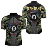 Maxcorners Military Green Camo 8 Ball Pool Billiard Shirt For Men Custom Patriotic US Flag Billiard Jerseys LM2206