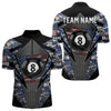 Maxcorners Personalized Blue Camo 8 Ball Pool Billiard Shirt For Men, Patriotic US Flag Billiard Team Jersey LM2206