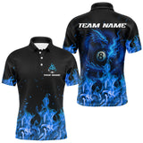 Maxcorners Personalized Blue Flaming Dragon Billiard Shirt For Men, 8 Ball Pool Billiard League Team Jerseys TU2606