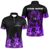 Maxcorners Personalized Purple Flaming Dragon Billiard Shirt For Men, 8 Ball Pool Billiard League Team Jersey TU2606