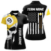 Maxcorners Personalized 9 Ball Skull Billiard Shirt For Men, American Flag Pool Team Jerseys Polo & 1/4 Zip LM3006