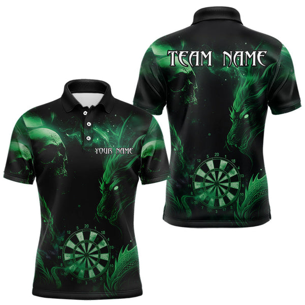 Maxcorners Black And Green Custom Dragon Darts Shirt With Pocket For Men, Darts Jersey MT2407