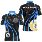 Maxcorners Personalized Billiard 8 Ball & 9 Ball Pool Shirt For Men, Billiard Jersey Team Polo & 1/4 Zip|Blue MT2407
