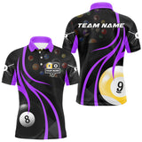 Maxcorners Customized Billiard 8 Ball & 9 Ball Pool Shirt For Men, Billiard Team Jersey Polo & 1/4 Zip|Purple MT2407