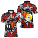 Maxcorners Personalized Men's Billiard Shirts, Flame 8&9 Ball Custom Red Zig-Zag Billiard Team Jerseys MT1006