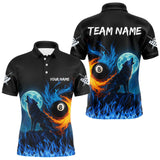 Maxcorners Personalized Flaming 8 Ball Pool Wolf Billiard Shirts For Men Custom Team League Billiard Jerseys MT1006