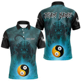 Maxxcorners Teal Billiard 8&9 Ball Yin Yang Panther Pool Shirt For Men Custom Billiard Jerseys Polo & 1/4 Zip MT0307