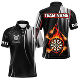 Maxcorners Funny Dartboard Fire Flame Black Darts Shirt For Men Custom Darts League Jersey Polo & 1/4 Zip MT1607