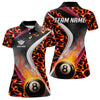Maxcorners Personalized Flame Orange 8 Ball Pool Billiard Shirt For Men Custom Billiard Team Jerseys LM2707