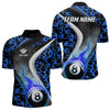 Maxcorners Personalized Flame Blue 8 Ball Pool Billiard Shirt For Men, Billiard Team Jersey Polo & 1/4 Zip LM2707