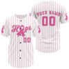 Maxcorners Short Sleeve Classic Baseball Jersey Custom Pink Ribbon Pinstripe Fan Shirt For Men LM2608