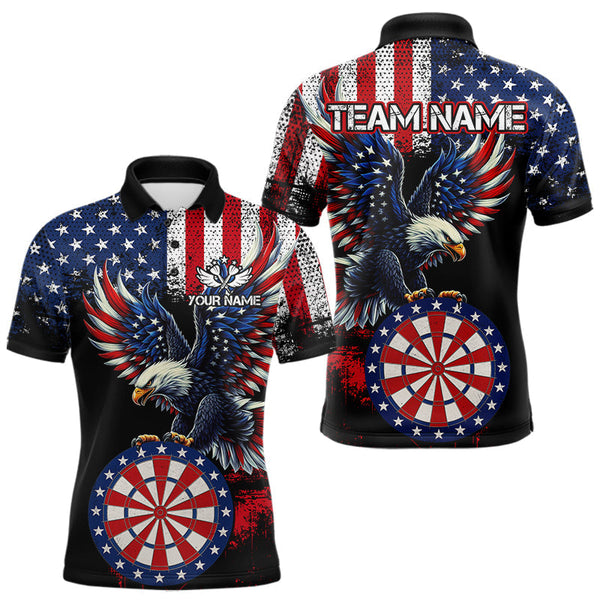 Maxcorners Personalized Patriotic Eagle Dartboard Jersey For Men Custom American Flag Darts Team Shirt MT0609