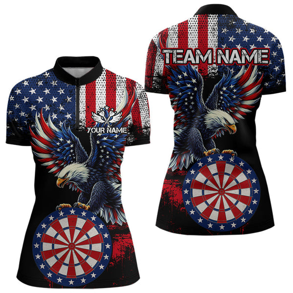 Maxcorners Personalized Patriotic Eagle Dartboard Jersey For Men Custom American Flag Darts Team Shirt MT0609