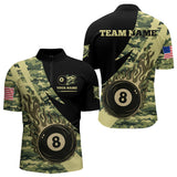 Maxcorners Personalized Flame 8 Ball Pool Military Green Camo Billiard Shirts For Men Custom Pool Team Jersey LM2206
