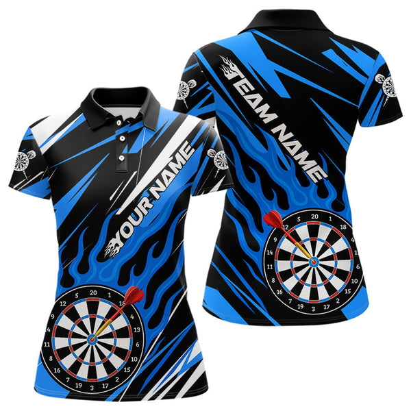 MaxcornersBlue Dartboard Flame Custom Dart Shirts For Men, Darts Team Jerseys Polo & Quarter Zip Shirts