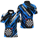 MaxcornersBlue Dartboard Flame Custom Dart Shirts For Men, Darts Team Jerseys Polo & Quarter Zip Shirts