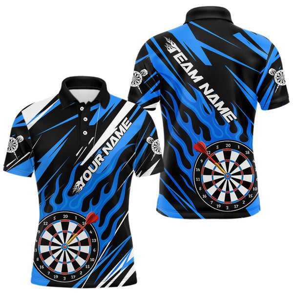 MaxcornersBlue Dartboard Flame Custom Dart Shirts For Men, Darts Team Jerseys Polo & Quarter Zip Shirts