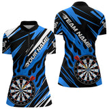 MaxcornersBlue Dartboard Flame Custom Dart Shirts For Men, Darts Team Jerseys Polo & Quarter Zip Shirts