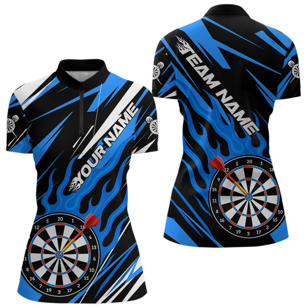 MaxcornersBlue Dartboard Flame Custom Dart Shirts For Men, Darts Team Jerseys Polo & Quarter Zip Shirts