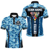 Maxcorners Custom Blue Camouflage 8 Ball Pool Billiard Shirt For Men, Billiard Jersey Outfit, Pool Team Shirt  LM2206