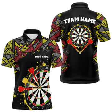 Maxcorners Personalized Graffiti Dart Shirt For Men Custom Funny Darts Jersey Team Polo & Quarter Zi LM2206